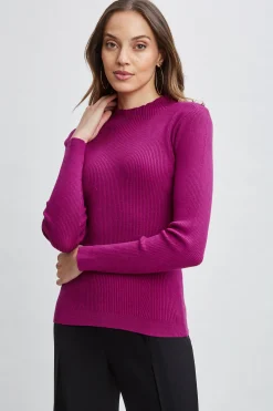 Elie Tahari Mock Neck Button Sweater- Tops & Sweaters