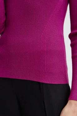 Elie Tahari Mock Neck Button Sweater- Tops & Sweaters