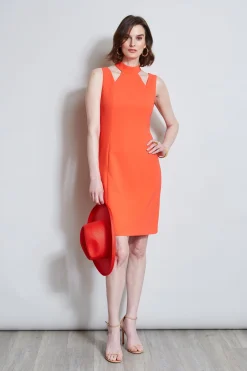 Elie Tahari Mock Neck Cut Out Dress- Dresses & Jumpsuits|Sleeveless Dresses