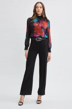 Elie Tahari Mock Neck Studio Floral Shirt- Tops & Sweaters