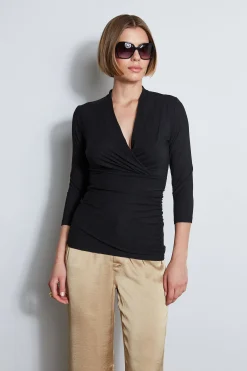 Elie Tahari Mock Wrap Knit- Tops & Sweaters