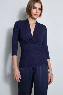 Elie Tahari Mock Wrap Knit- Tops & Sweaters