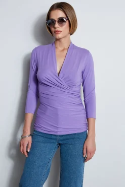 Elie Tahari Mock Wrap Knit- Tops & Sweaters