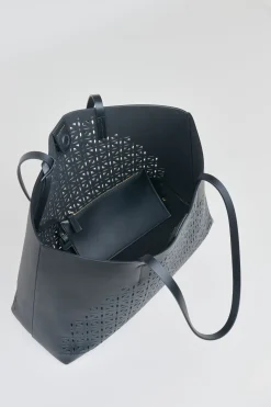 Elie Tahari Nappa Leather Lasercut Tote- Fragrance|Gloves