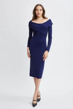 Elie Tahari Off Shoulder Wool Sweater Dress- Dresses & Jumpsuits