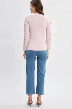 Elie Tahari Openwork Sleeve Sweater- Tops & Sweaters