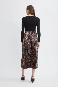 Elie Tahari Paisley Pleated Midi Dress- Dresses & Jumpsuits