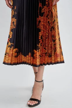 Elie Tahari Paisley Pleated Midi Dress- Dresses & Jumpsuits