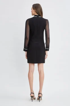 Elie Tahari Pearl Detail Crepe Dress- Dresses & Jumpsuits