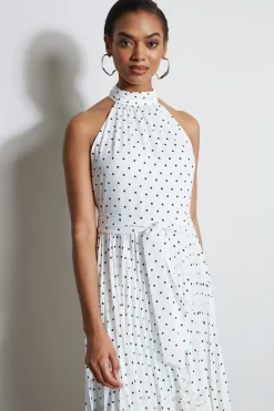 Elie Tahari Pin Dot Halter Dress- Dresses & Jumpsuits|Maxi Dresses