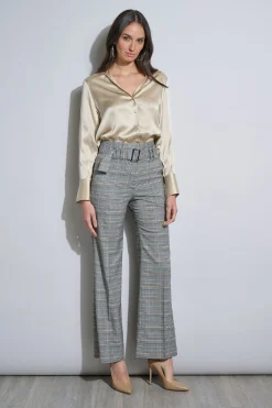 Elie Tahari Plaid Belted Pant- Bottoms