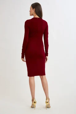 Elie Tahari Pleat Detail Matte Jersey Dress- Dresses & Jumpsuits|Long Sleeve Dresses