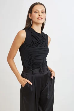 Elie Tahari Pleat Detail Matte Jersey Knit- Tops & Sweaters