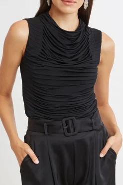Elie Tahari Pleat Detail Matte Jersey Knit- Tops & Sweaters