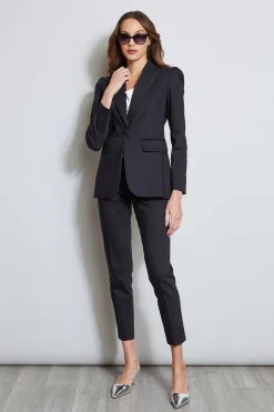 Elie Tahari Pleat Shoulder Cotton Blazer- Jackets & Blazers