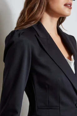 Elie Tahari Pleat Shoulder Cotton Blazer- Jackets & Blazers