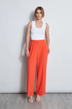 Elie Tahari Pleated Cuffed Pant- Bottoms
