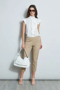 Elie Tahari Pleated Flutter Silk Shirt- Tops & Sweaters