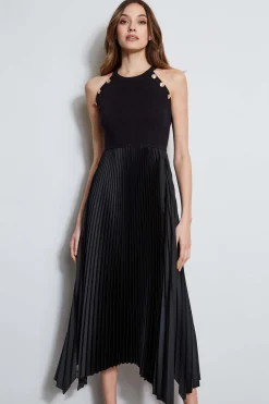 Elie Tahari Pleated Halter Midi Dress- Dresses & Jumpsuits|Sleeveless Dresses
