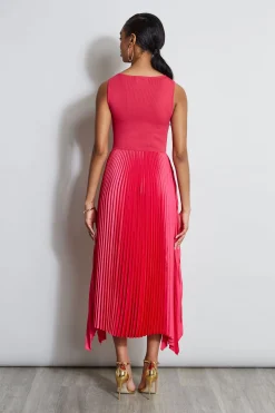 Elie Tahari Pleated Midi Dress- Dresses & Jumpsuits|Midi Dresses