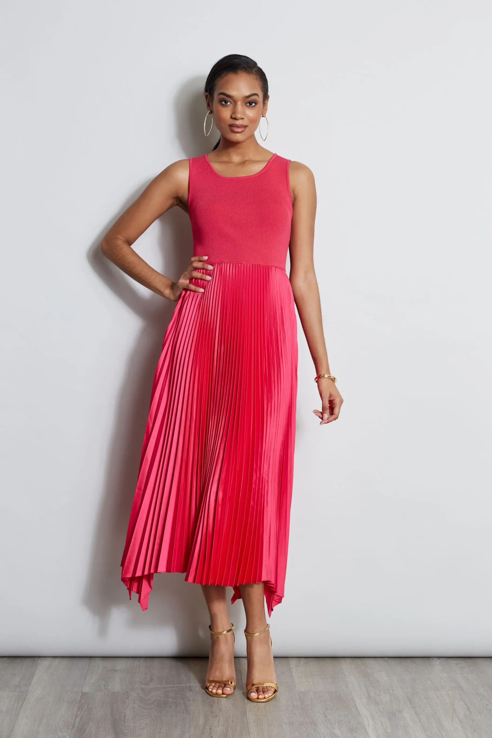 Elie Tahari Pleated Midi Dress- Dresses & Jumpsuits|Midi Dresses