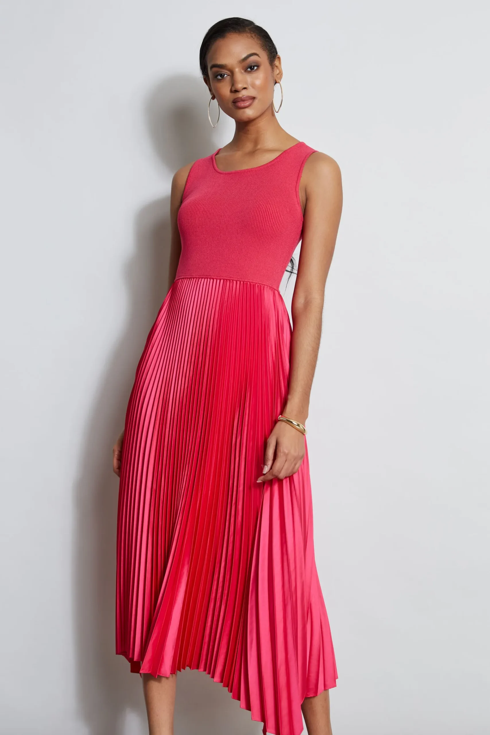 Elie Tahari Pleated Midi Dress- Dresses & Jumpsuits|Midi Dresses