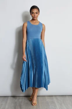 Elie Tahari Pleated Midi Dress- Dresses & Jumpsuits|Midi Dresses