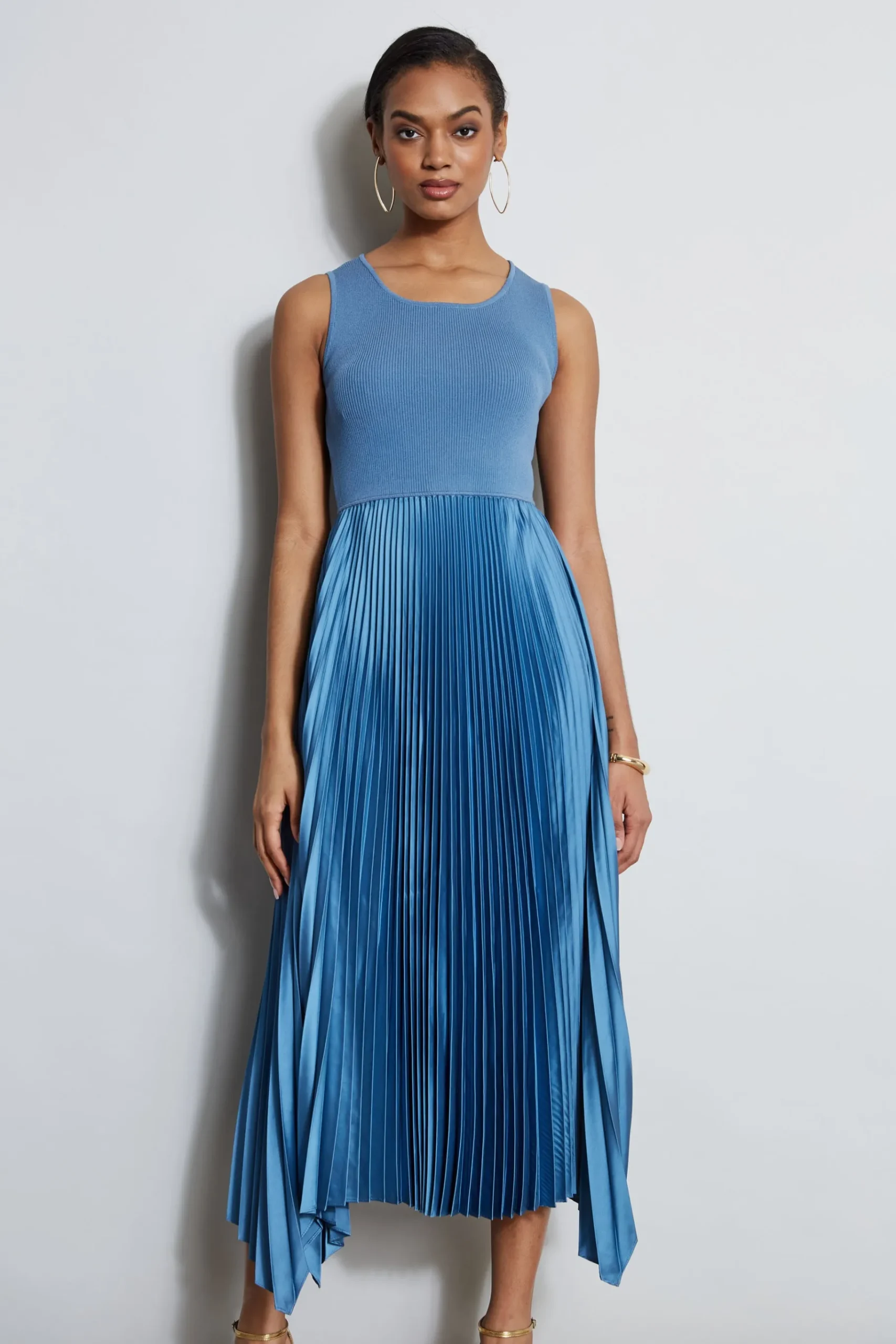 Elie Tahari Pleated Midi Dress- Dresses & Jumpsuits|Midi Dresses