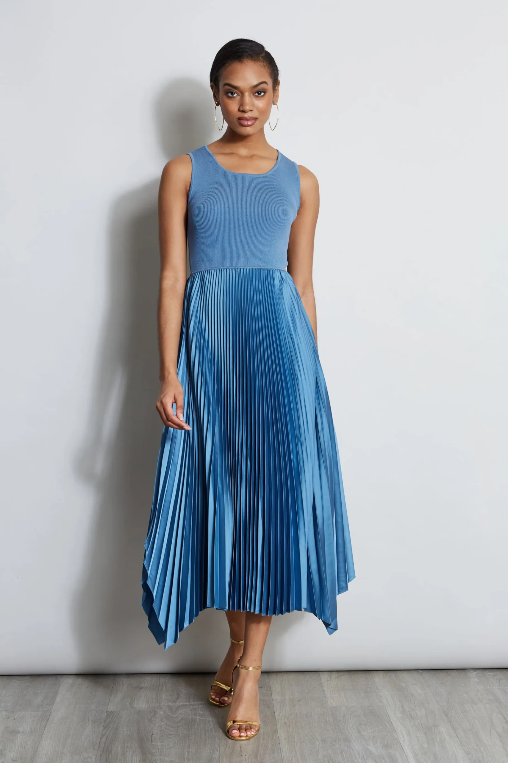 Elie Tahari Pleated Midi Dress- Dresses & Jumpsuits|Midi Dresses
