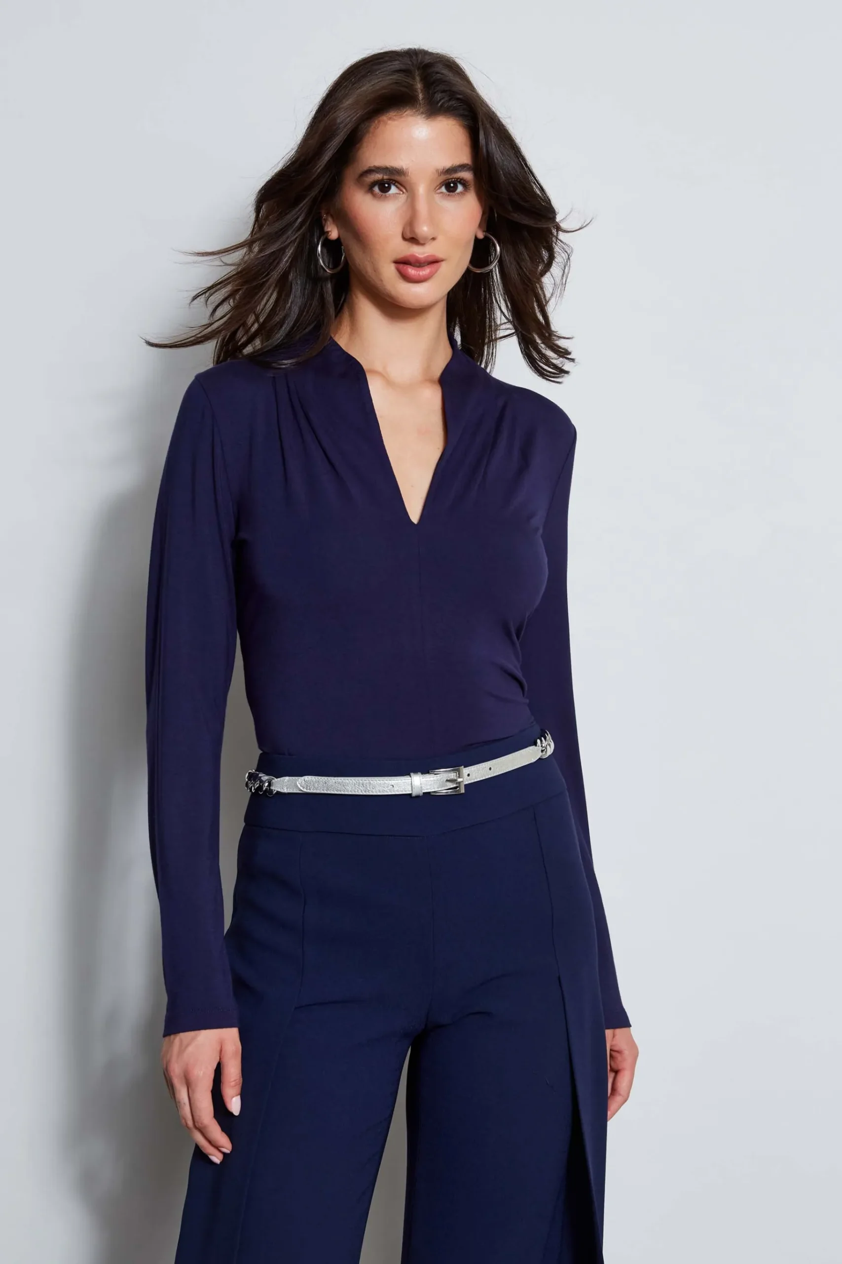 Elie Tahari Pleated Neck Knit- Tops & Sweaters|Suiting