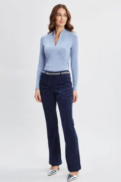 Elie Tahari Pleated Neck Knit- Tops & Sweaters