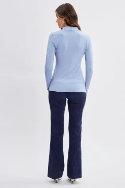 Elie Tahari Pleated Neck Knit- Tops & Sweaters