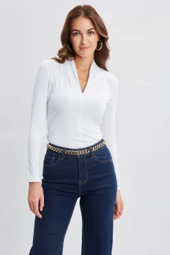 Elie Tahari Pleated Neck Knit- Tops & Sweaters