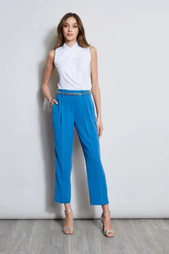 Elie Tahari Pleated Straight Leg Pull On Pant- Bottoms