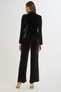 Elie Tahari Plisse Velvet Embroidered Jacket- Jackets & Blazers|Suiting