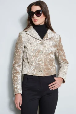 Elie Tahari Quilted Velvet Cropped Jacket- Jackets & Blazers