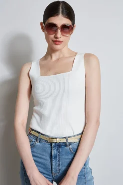 Elie Tahari Rib Detail Sweater Tank- Tops & Sweaters