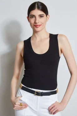 Elie Tahari Rib Knit Scoop Tank Top- Tops & Sweaters