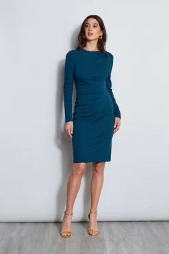 Elie Tahari Ruched Long Sleeve Knit Dress- Dresses & Jumpsuits|Long Sleeve Dresses