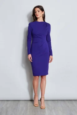 Elie Tahari Ruched Long Sleeve Knit Dress- Dresses & Jumpsuits|Long Sleeve Dresses