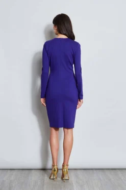 Elie Tahari Ruched Long Sleeve Knit Dress- Dresses & Jumpsuits|Long Sleeve Dresses