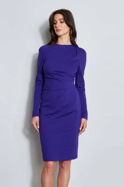 Elie Tahari Ruched Long Sleeve Knit Dress- Dresses & Jumpsuits|Long Sleeve Dresses