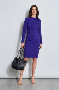 Elie Tahari Ruched Long Sleeve Knit Dress- Dresses & Jumpsuits|Long Sleeve Dresses