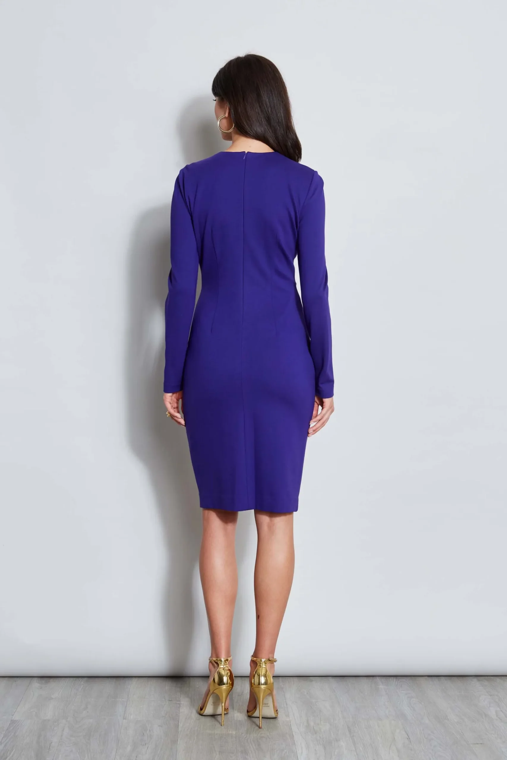 Elie Tahari Ruched Long Sleeve Knit Dress- Dresses & Jumpsuits|Long Sleeve Dresses