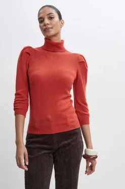 Elie Tahari Ruched Sleeve Cashmere Wool Sweater- Tops & Sweaters|Suiting