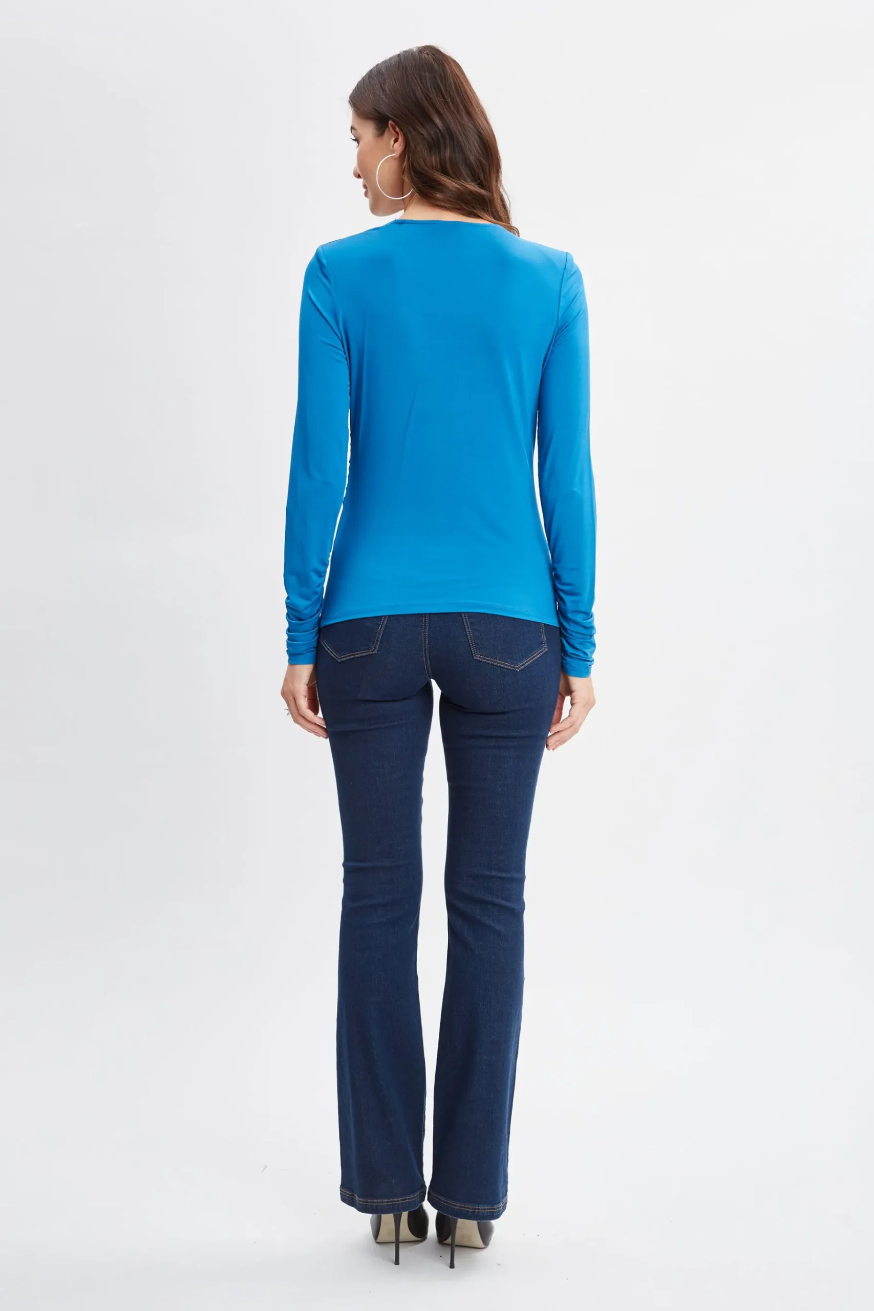 Elie Tahari Ruched V-Neck Knit- Tops & Sweaters