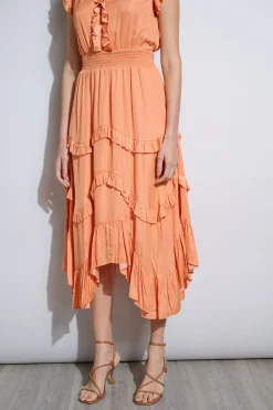 Elie Tahari Ruffle Midi Dress- Dresses & Jumpsuits|Midi Dresses