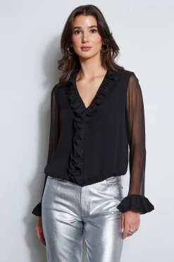 Elie Tahari Ruffle Silk Shirt- Tops & Sweaters