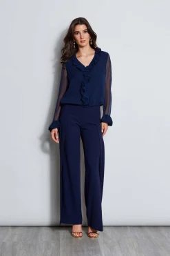 Elie Tahari Ruffle Silk Shirt- Tops & Sweaters|Suiting