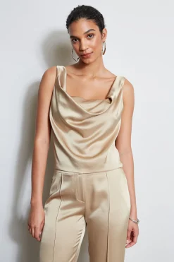 Elie Tahari Satin Cowl Cami- Tops & Sweaters